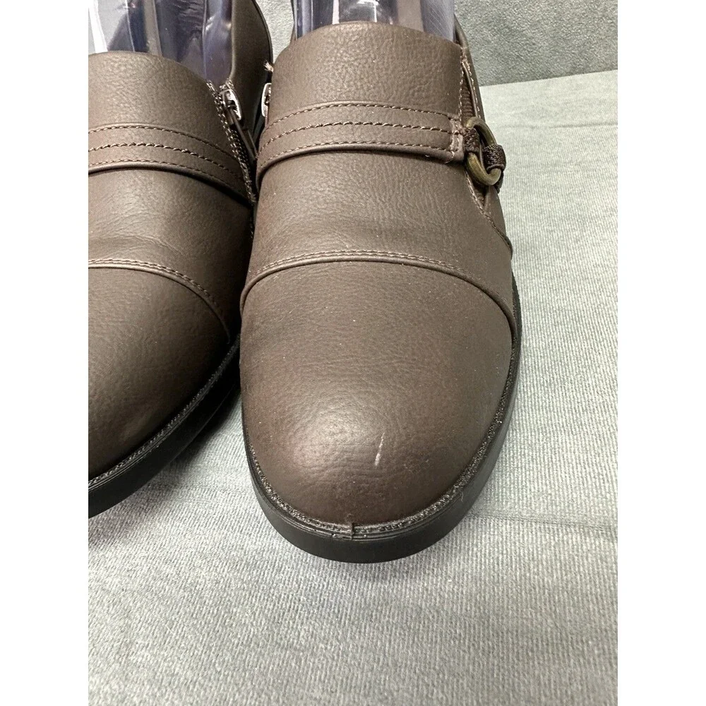 Easy Street Womens LUKA Faux Leather Zipper Block Heel Shooties Shoes Womens 9.5